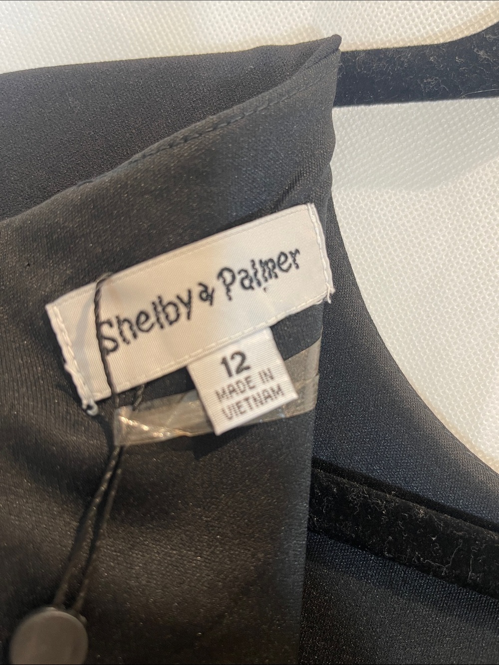 SHELBY & PALMER = Black Top with Black-and-White Houndstooth Midi Dress , Size12 - Picture 13 of 16